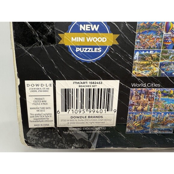 Dowdle Set 4-Pack Beaches of Mini Wooden Puzzles & Tray New And Sealed - Picture 10 of 13